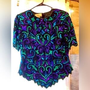 Beautifully beaded vintage Laurence Kazar top!